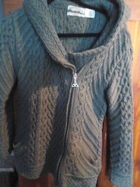 Green Hooded Sweater by Aran Crafts
